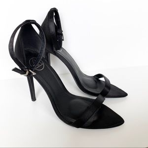 Missguided Black Pointy Strap Heels